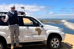 Sandwich Harbour 4x4 Tours at Walvisbay, Namibia - Stop 2: Walvis Bay Salt Works and the pink lake moment